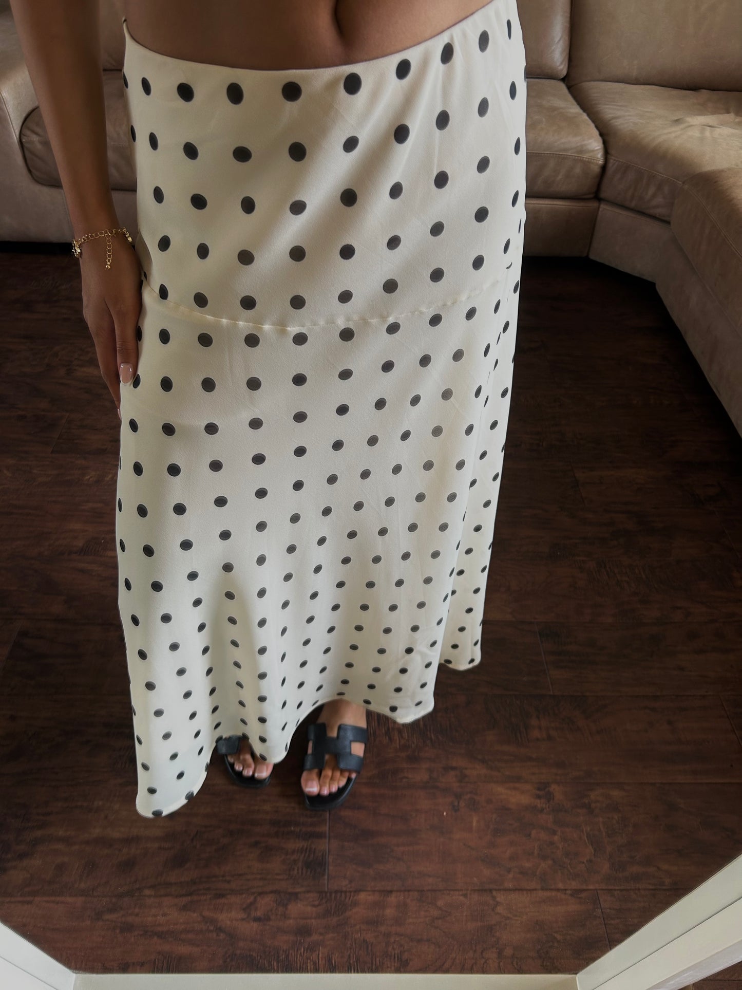 Satin polka dot skirt