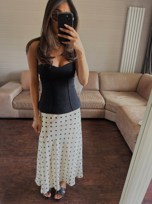 Satin polka dot skirt